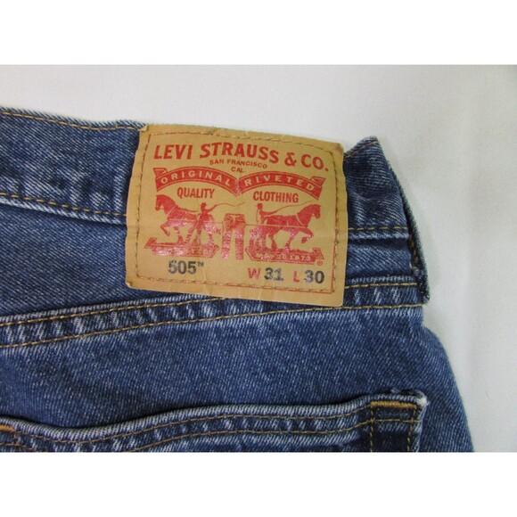 Levis 505 Jeans Mens 31x30 Blue Denim Straight Leg Zip Fly Classic Fit 5-Pocket - Picture 6 of 10